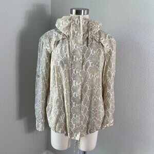 St John Womens XS Lightweight Silk Blend Zip Up Jacket Snake Print Runs Big